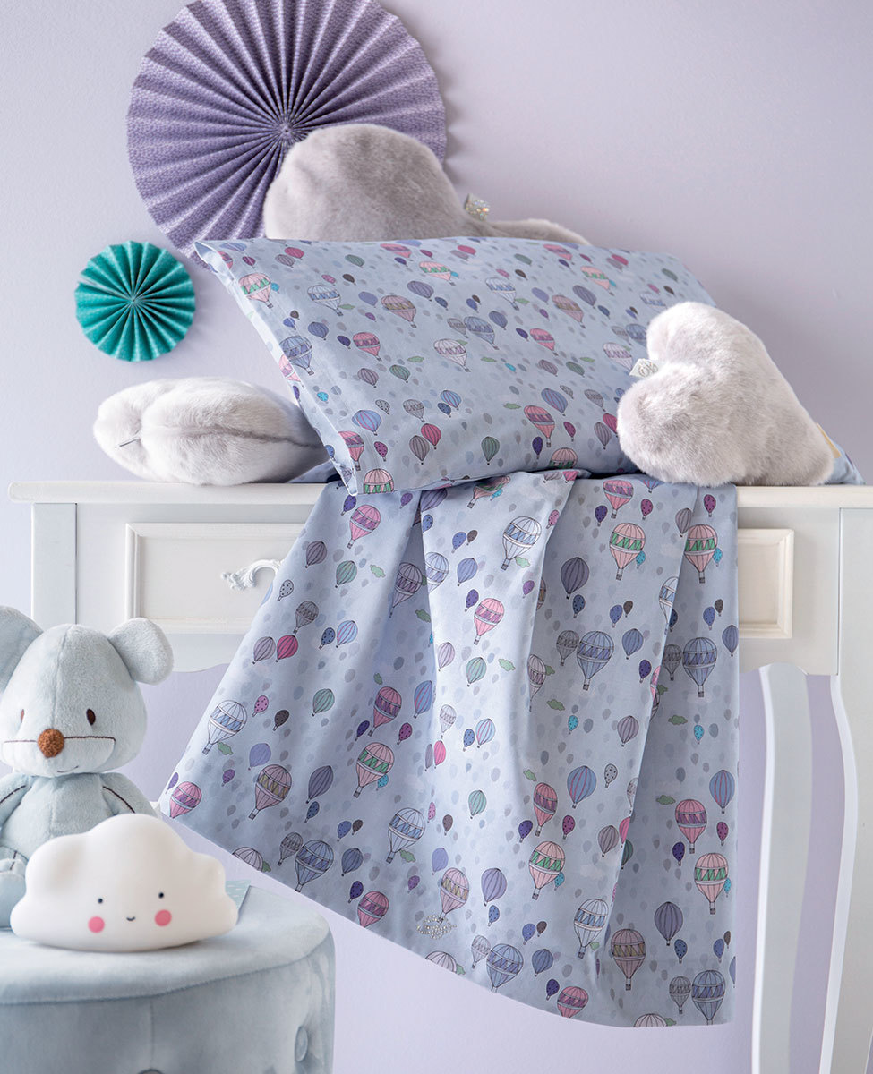 Sheet set for baby bed Mongolfiera