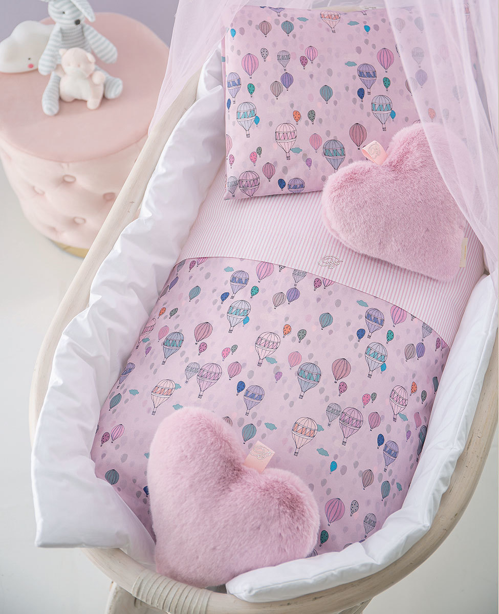 Duvet cover set for baby cradle Mongolfiera