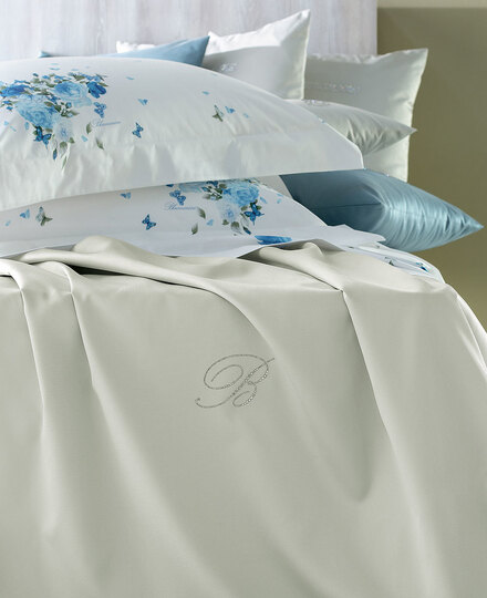 Copriletto liscio Note Blu