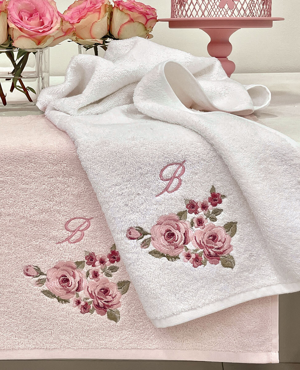 BANANALU Set 2 Asciugamani 50x100 Cm – 100% Cotone 450 G/m² – Colore Rosa, Morbidi E Assorbenti