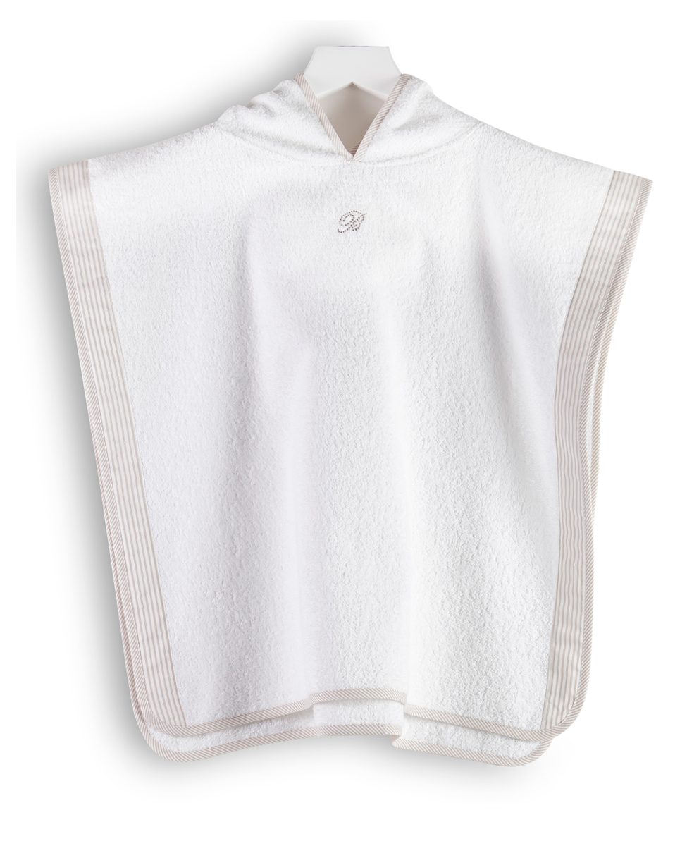 Petit Bateau Poncho da Bagno - Bianco - Cuori - Spugna unisex (bambini)