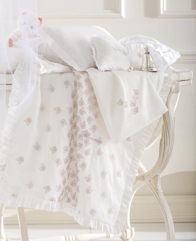 Sheet set for baby cradle Farfalle